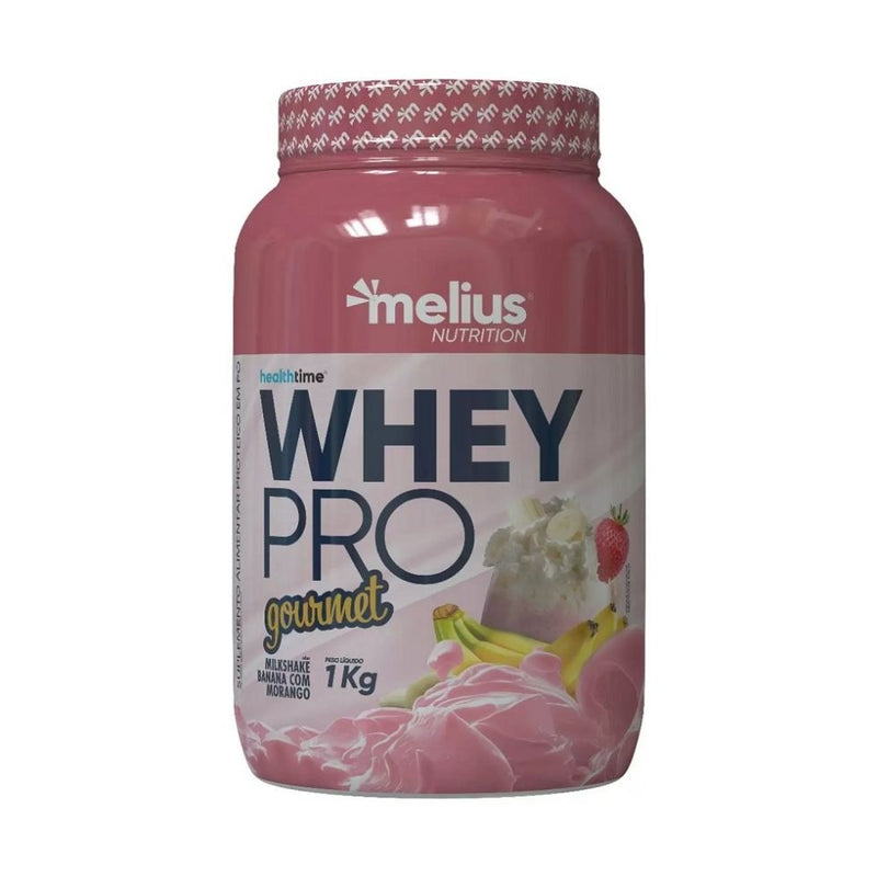 Whey Pro Gourmet (1kg) - Sabor: Milkshake Banana c/ Morango