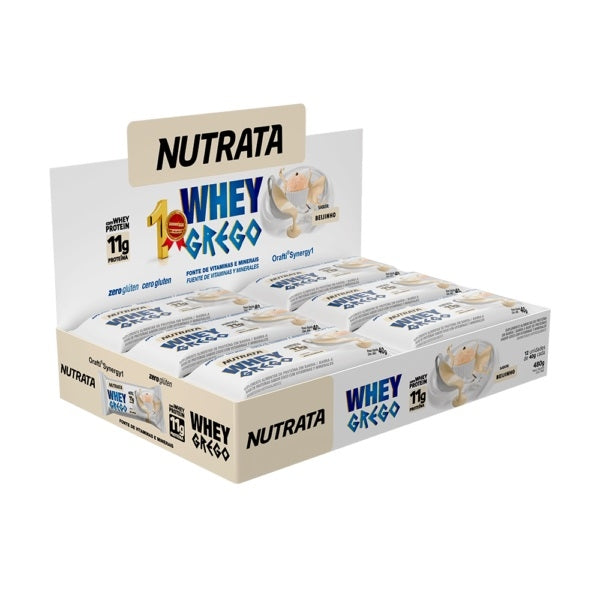 Whey Grego Bar Caixa com 12 Unidades (480g) - Sabor: Beijinho de Coco