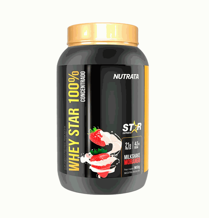 Whey Star 100% (900g) - Sabor: Milkshake de Morango