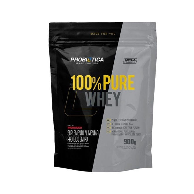 100% Pure Whey Refil (900g) - Sabor: Morango