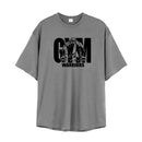 Oversized solto masculino casual esporte camiseta ginásio musculação fitness camisa de manga curta verão malha secagem rápida roupas respiráveis