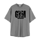 Oversized solto masculino casual esporte camiseta ginásio musculação fitness camisa de manga curta verão malha secagem rápida roupas respiráveis