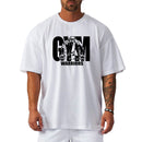 Oversized solto masculino casual esporte camiseta ginásio musculação fitness camisa de manga curta verão malha secagem rápida roupas respiráveis