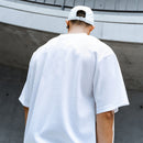 Oversized solto masculino casual esporte camiseta ginásio musculação fitness camisa de manga curta verão malha secagem rápida roupas respiráveis