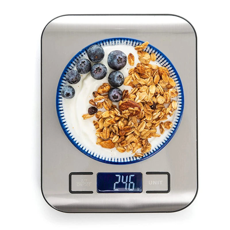 Balança Digital de Cozinha em Aço Inox com Display LCD