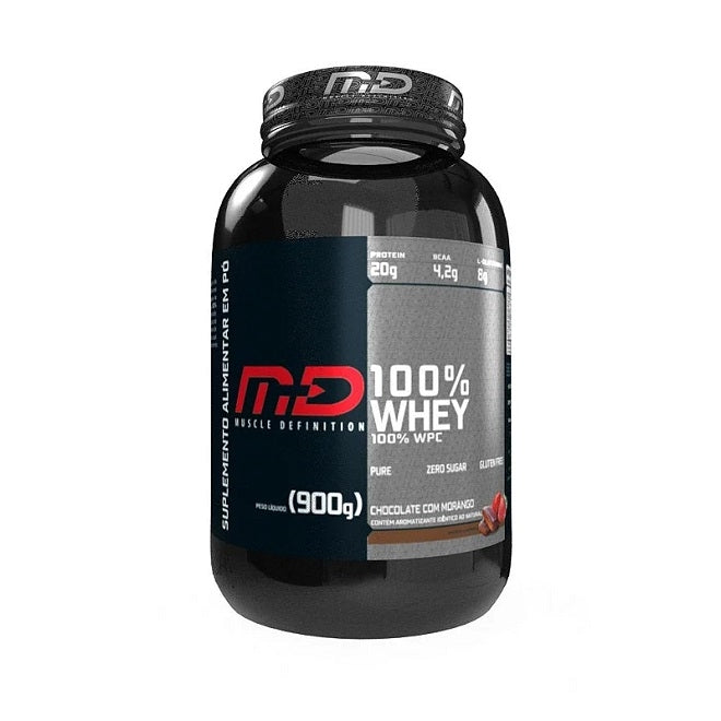 100% Whey (900g) - Sabor: Chocolate com Morango