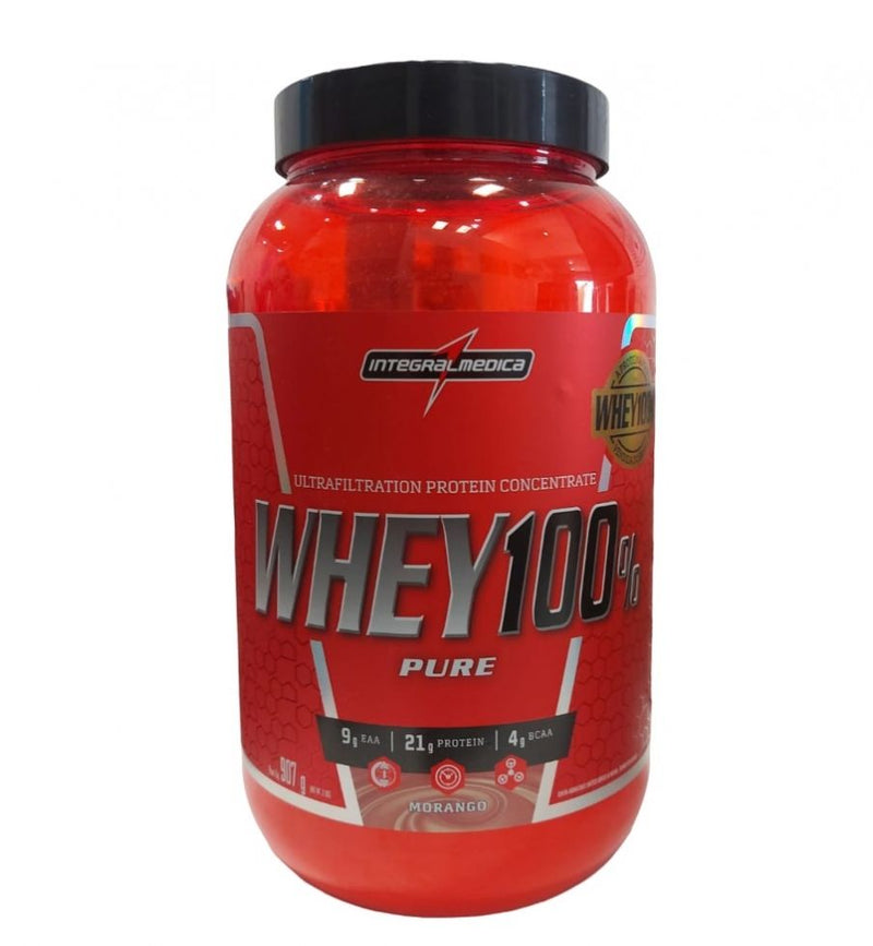 Whey 100% Pure Pote (907g) - Sabor: Morango